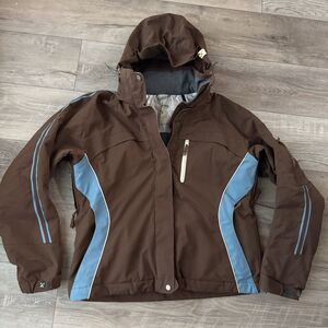Descente DNA Ski Jacket Women’s Size 12 Brown Blue Great Condition Snowboard